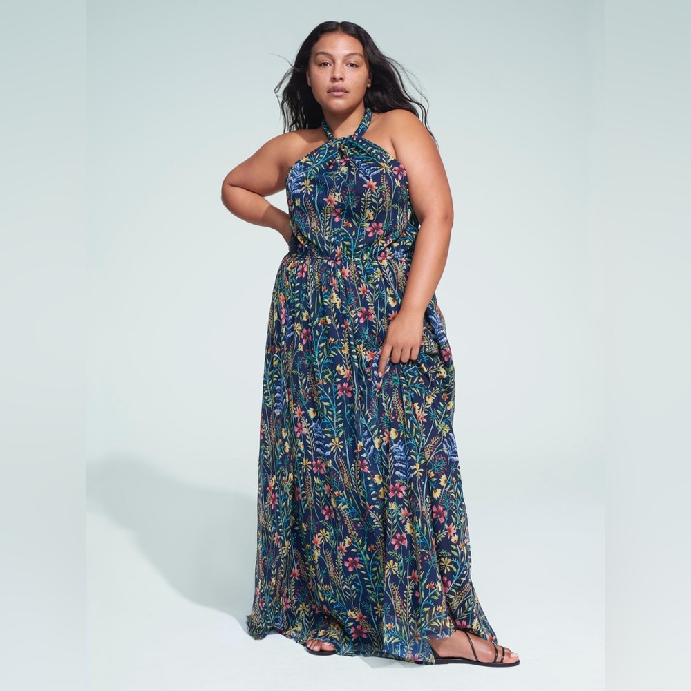 Jason Wu x Eloquii Halter Neck Maxi Dress with floral design